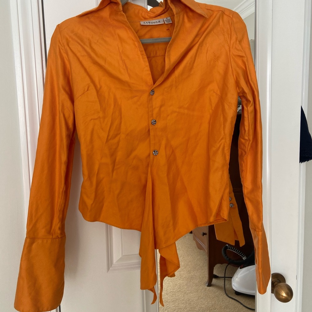 Orange Button-Up Women's Top